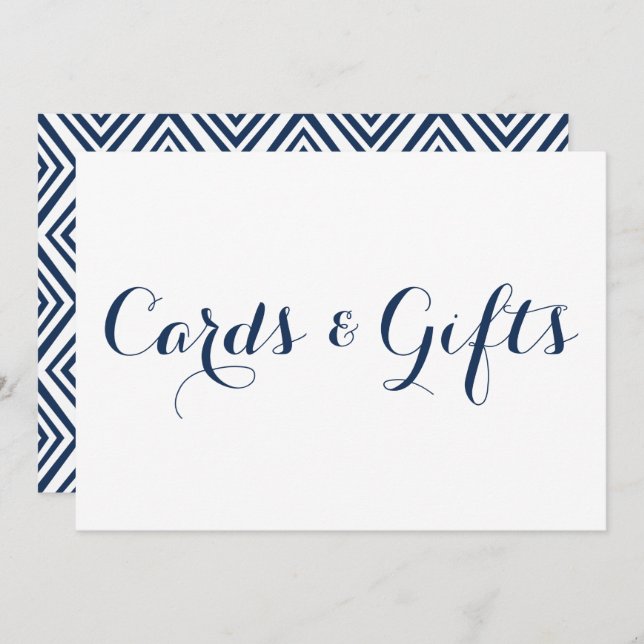 Cartes de calligraphie moderne Navy & Cadeaux de m (Devant / Derrière)