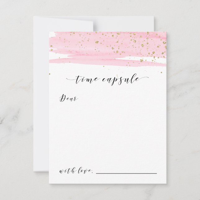 Cartes de capsule à temps Aquarelle rose et or éti (Devant)