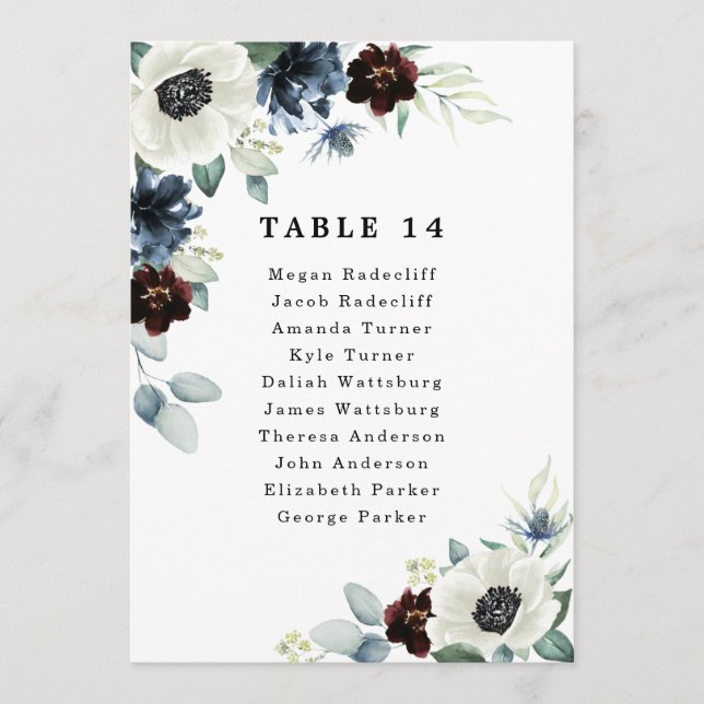 Cartes de carte de Mariage Anemone Blue Red Green (Devant)