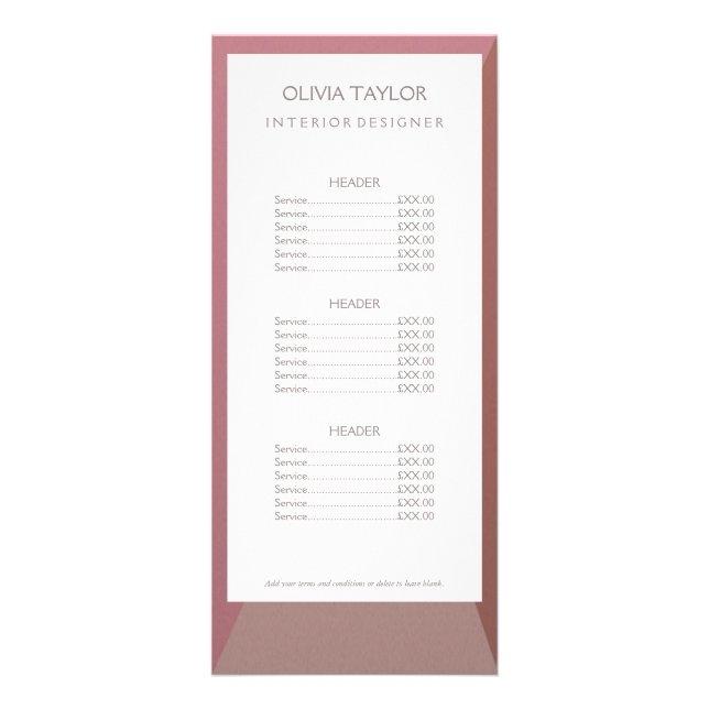 CARTES DE CARTE DE PRIX (Devant)