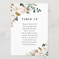 Cartes de carte de tableau de Mariage floral en or
