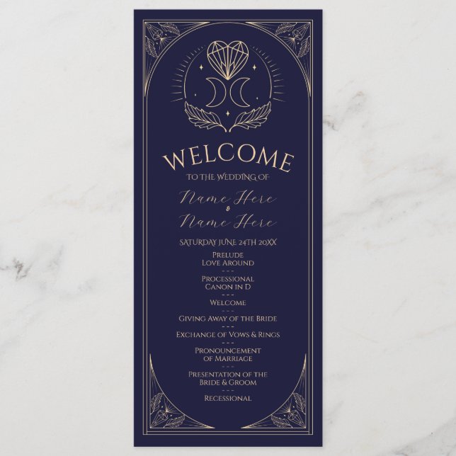 Cartes de cérémonie de mariage Tarot Programme Éto (Devant)