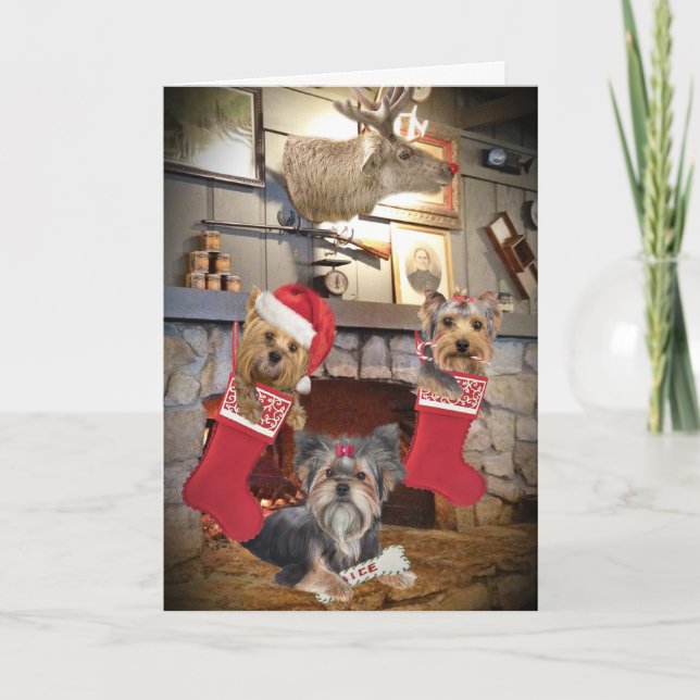 Cartes de cheminée de Noël Yorkie (Devant)