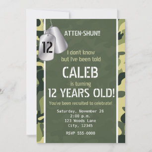 Cartes de chien de l'armée verte Invitations de fê