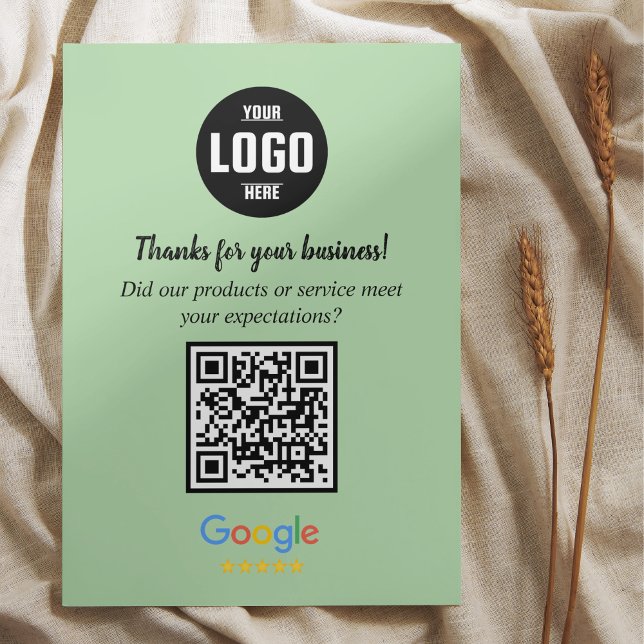 Cartes de code QR pour avis Google | Encarts pour  (Google Review QR Code Cards | Green Light Business Enclosure Cards)