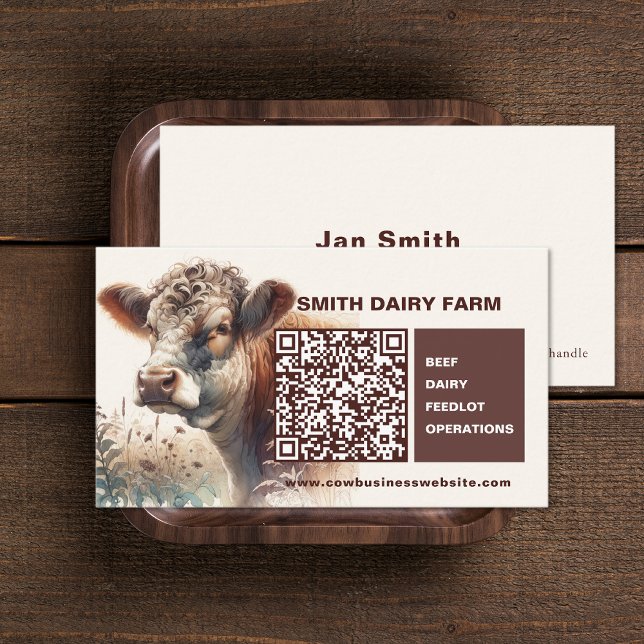 Cartes de code QR pour vache Business (Cow Business QR Code Cards (front and back))