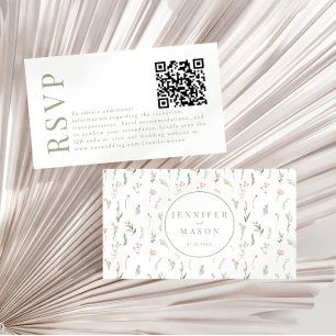 Cartes de code RSVP QR pour mariage fleur sauvage 