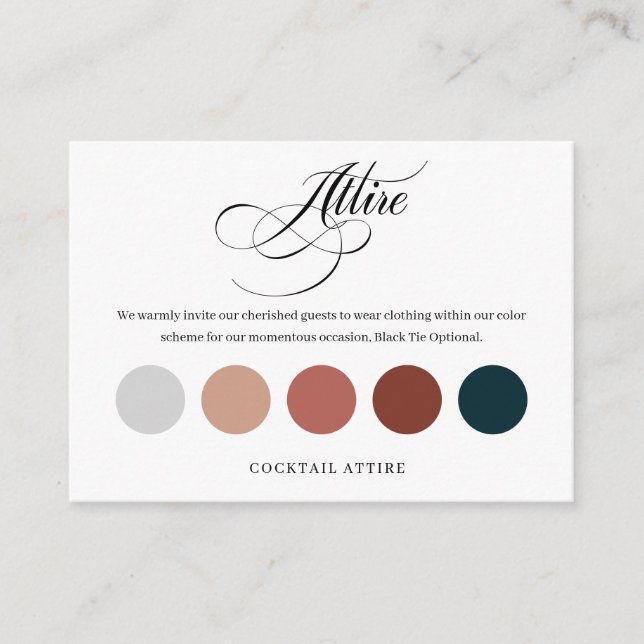 Cartes de code vestimentaire de palette de couleur (Devant)