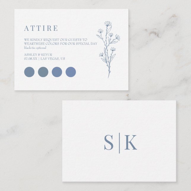 Cartes de code vestimentaire du mariage (Devant / Derrière)