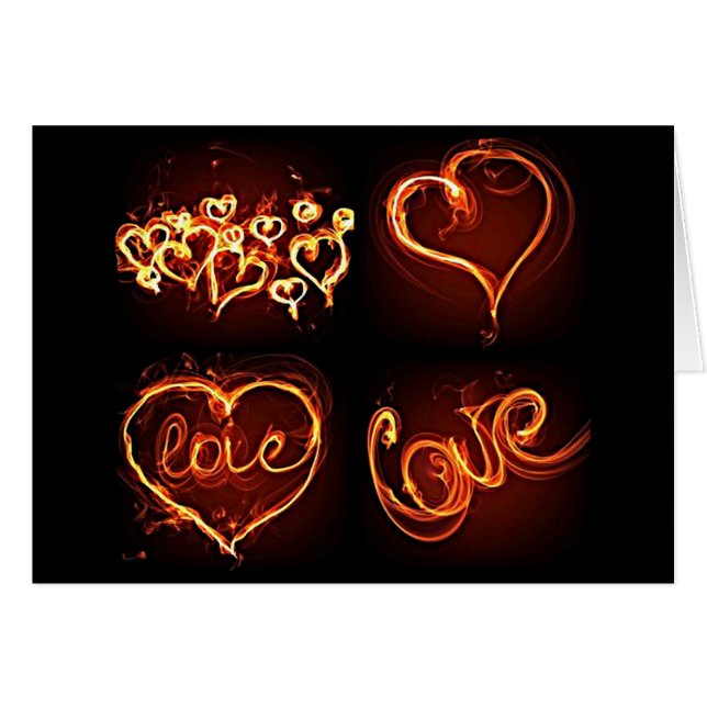Cartes de coeur d'amour flamboyantes (Devant horizontal)
