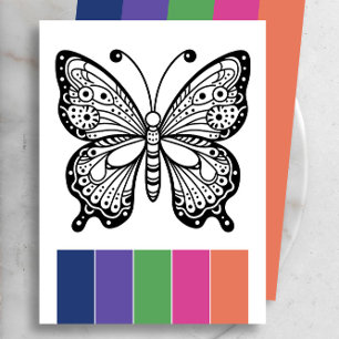 Cartes de coloriage adultes Papillon de palette de