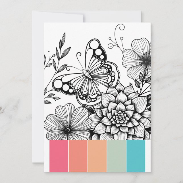 Cartes de coloriage de papillon Art Therapy (Devant)
