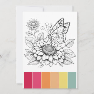 Cartes de coloriage pour adultes papillon et combi
