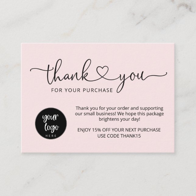 Cartes de commande pour Merci d'entreprise rose vi (Devant)