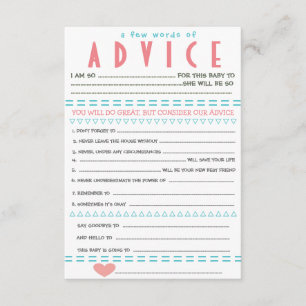 Cartes de conseil Baby shower