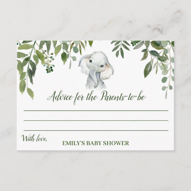 Cartes de conseil Baby shower éléphant (Devant)