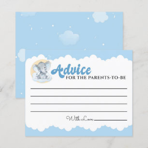 Cartes de conseil Blue Elephant Boy Baby shower