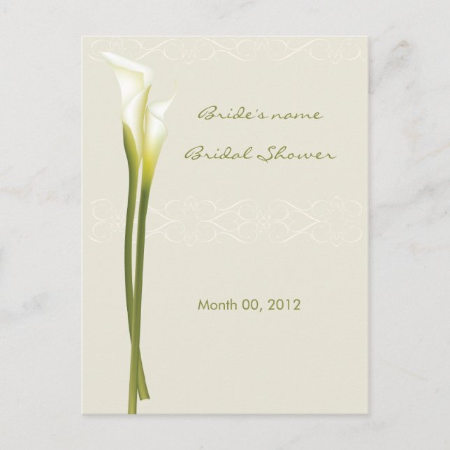 Cartes de conseil de Fête des mariées Calla Lily (Devant)