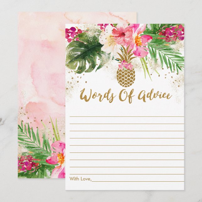 Cartes de conseil en Baby shower floral tropicale  (Devant / Derrière)