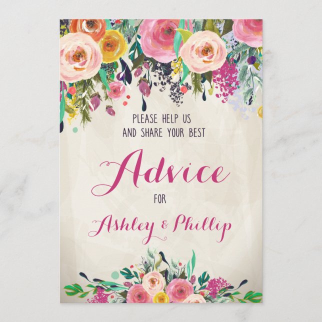Cartes de conseil en Fêtes des mariées florales (Devant)
