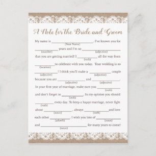 Cartes de conseil Mariage Burlap et dentelle, Rust
