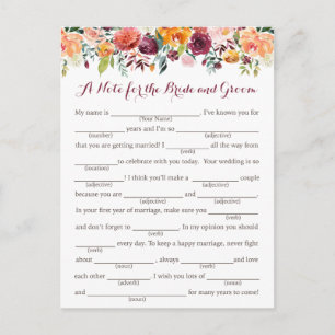 Cartes de conseil Mariages à fleurs automnales, ro