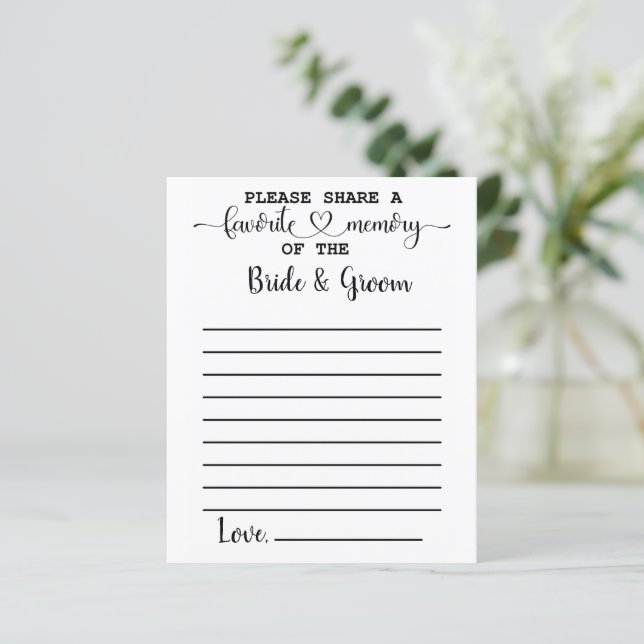 Cartes de conseil pour la mémoire de mariée préfér (Debout devant)