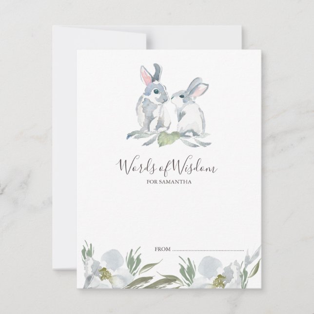 Cartes de conseil pour le Baby shower lapin mignon (Devant)