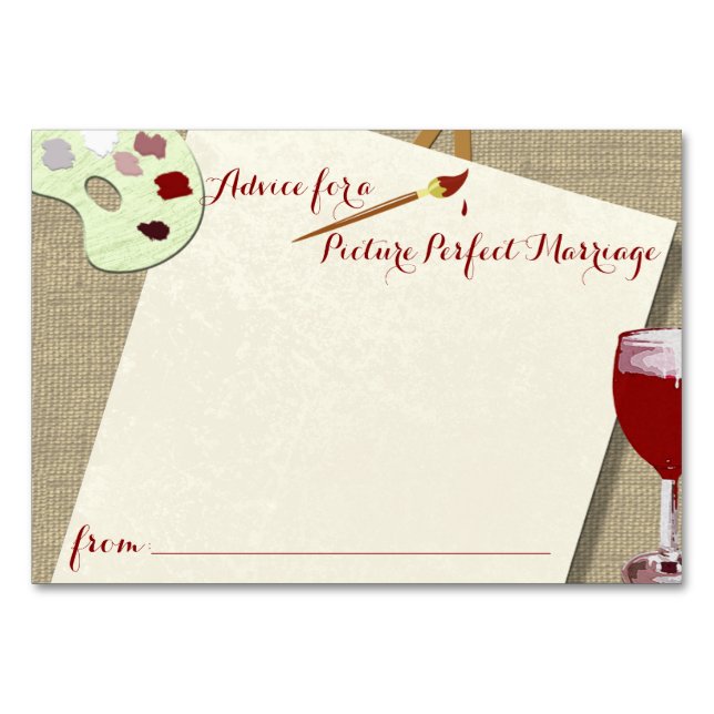 Cartes de conseil pour le vin et la peinture (Devant)
