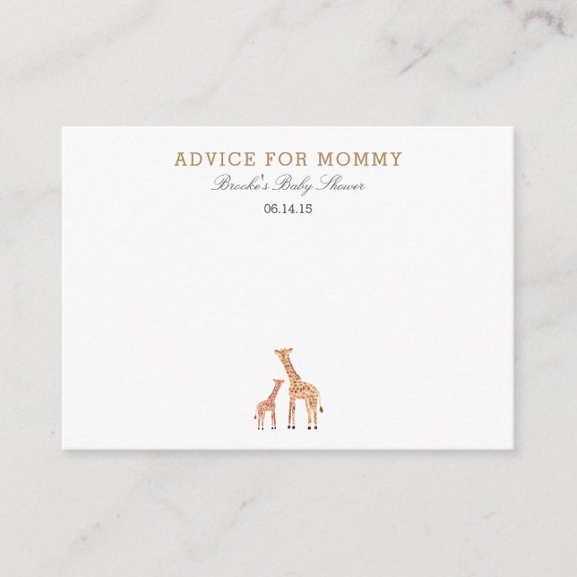 Cartes de conseil pour maman Giraffe (Devant)