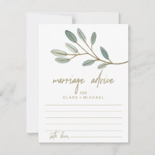 Cartes de conseil pour mariage Eucalyptus veiné or