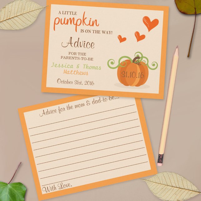 Cartes de conseil pour petits Baby showers Citroui (Créateur téléchargé)