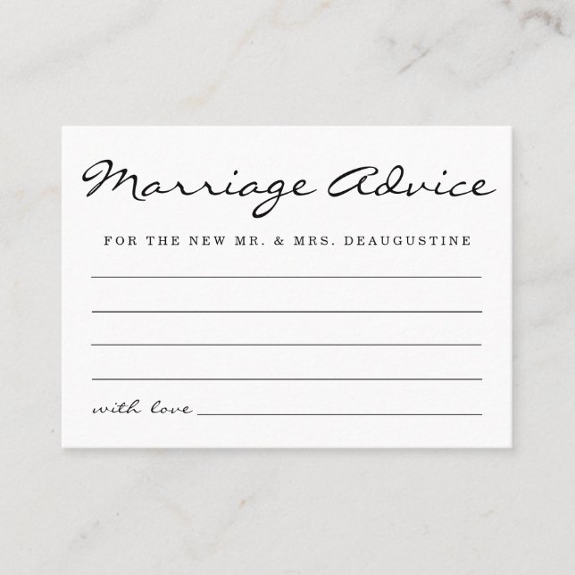 Cartes de conseil sur le mariage personnalisées Si (Devant)