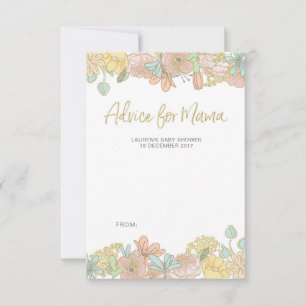 Cartes de conseils baby shower de fleurs de printe