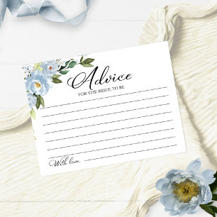 Cartes de conseils de shower de mariage bleu pouss