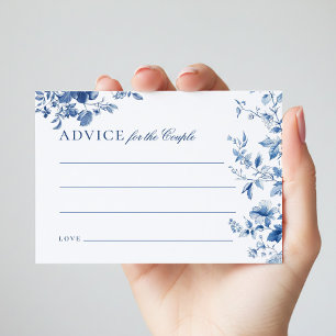 Cartes de conseils élégantes en toile de Jouy bleu