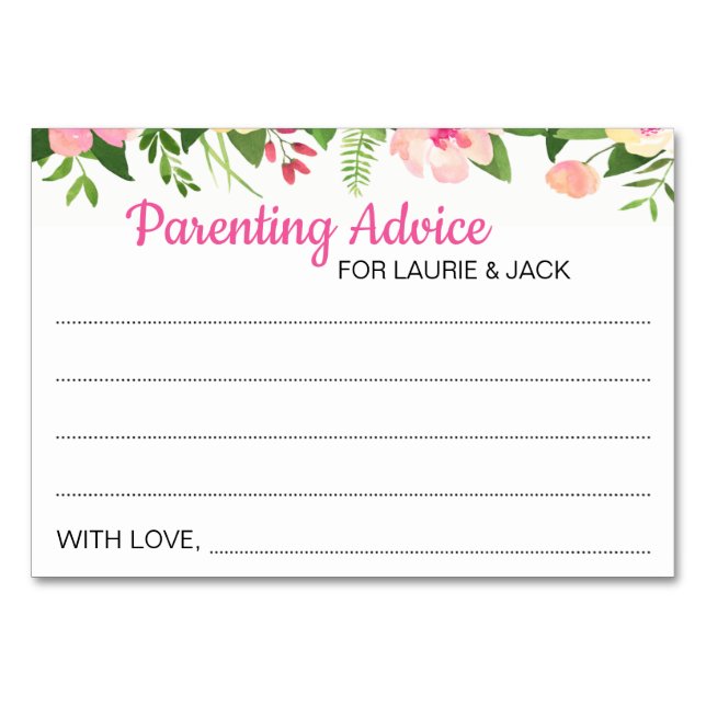 Cartes de conseils parentales de Baby shower rose (Devant)