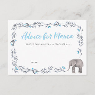 Cartes de conseils pour Baby Shower Éléphant bleu 