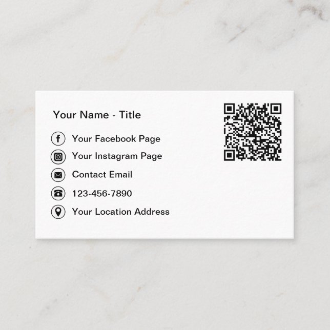 Cartes de contact simples avec QR code et réseaux  (Devant)