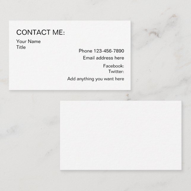 Cartes de contacts professionnelles (Devant / Derrière)