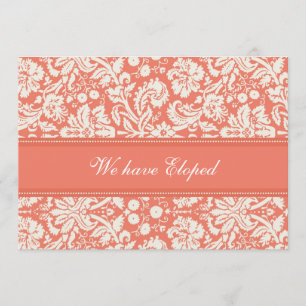 Cartes de corail de faire-part de fugue de damassé