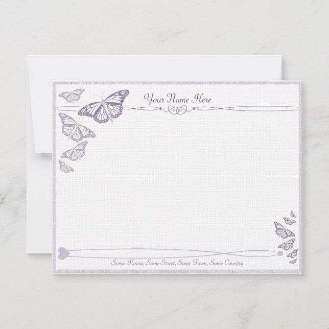 Cartes de correspondance des papillons de la prune (Devant)
