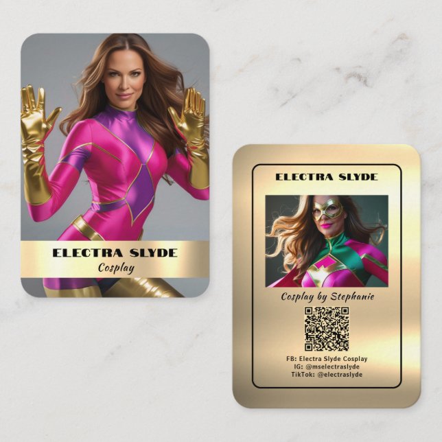 Cartes de cosplay QR Code Coscard en métal lourd (Devant / Derrière)