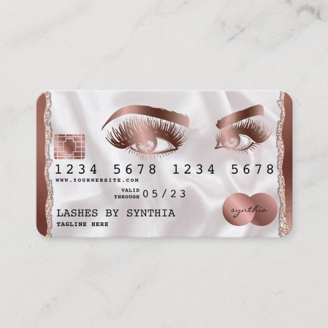 Cartes de crédit Rose stylisé Gold Lashes (Devant)
