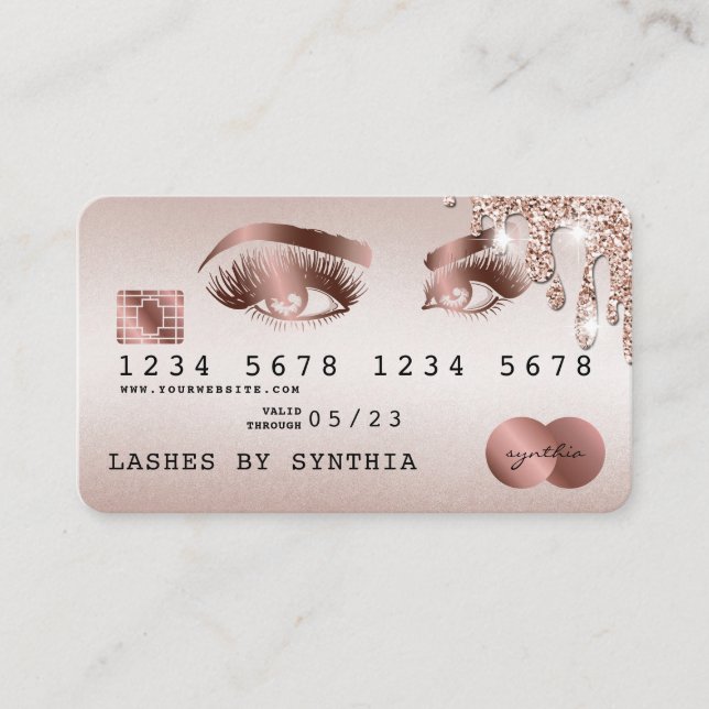 Cartes de crédit Rose stylisé Gold Lashes (Devant)