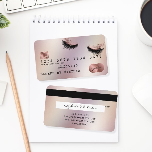 Cartes de crédit Rose stylisé Gold Lashes (Créateur téléchargé)