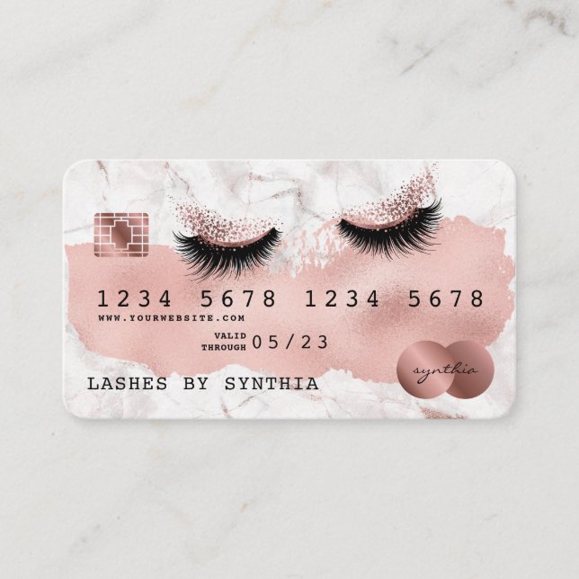 Cartes de crédit Rose stylisé Gold Lashes (Devant)