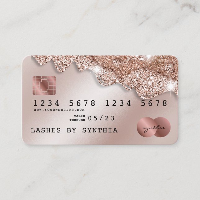 Cartes de crédit Rose stylisé Gold Parties scintil (Devant)