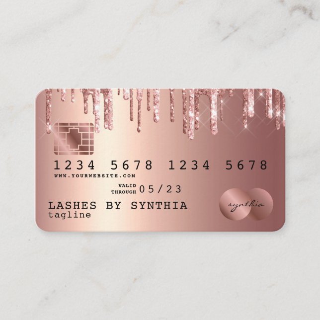 Cartes de crédit Rose stylisé Gold Parties scintil (Devant)