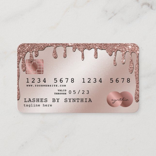Cartes de crédit Rose stylisé Gold Parties scintil (Devant)